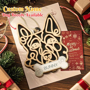 Personalized Line Art Dog with Name Christmas Ornament Christmas Gift for Dog Lover
