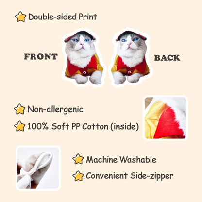Custom-shaped personalised pillow examples in different sizes — bespoke personalised pet photo pillow options for UK and Australian pet lovers