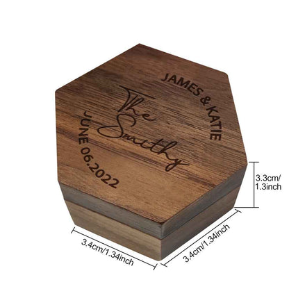 Six styles of Customized Hexagon Wooden Jewelry Box Wedding Ring Box