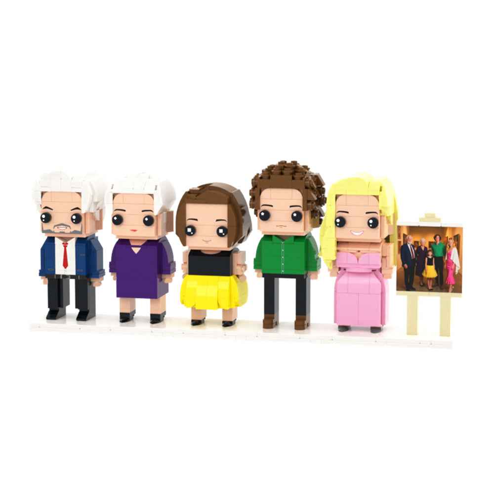 Custom Full-Body Brick Figures of 5 People with Frame Personalized Anniversary Gift Birthday Gift