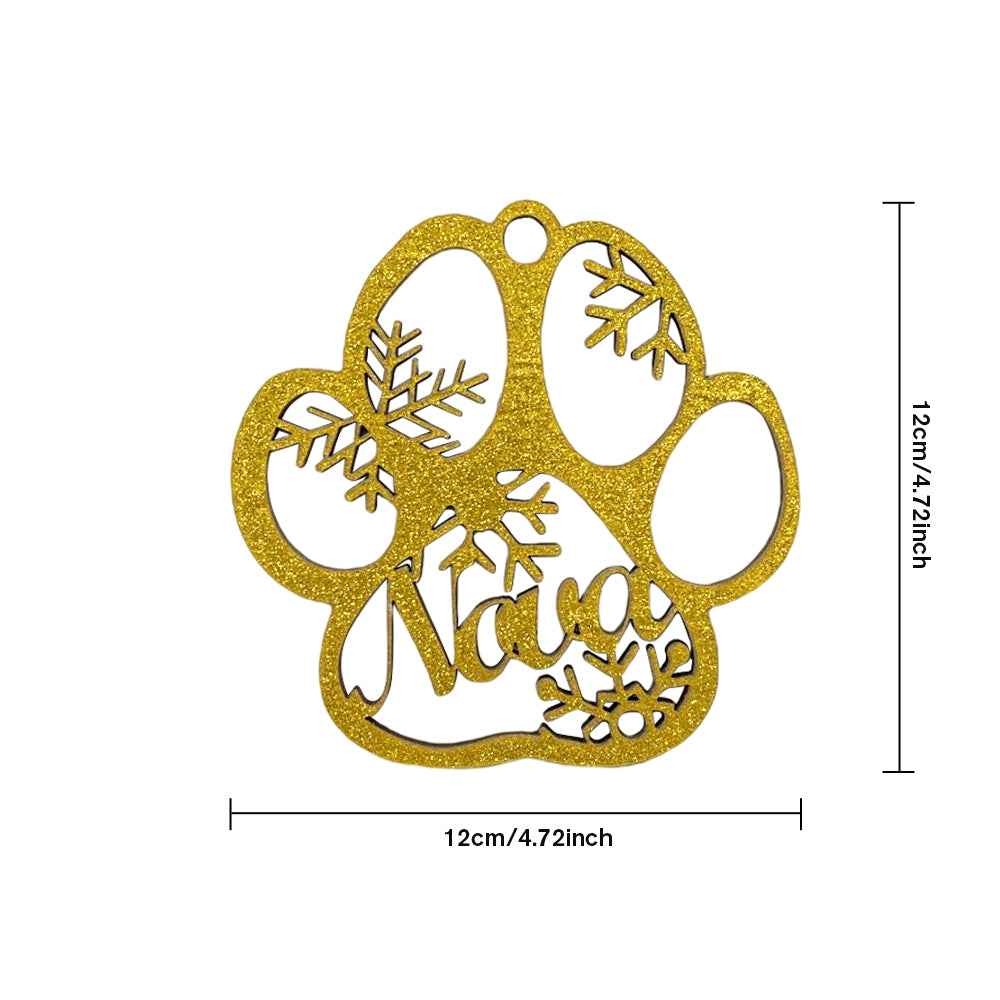 Personalized Wood Pet Paw Christmas Ornament
