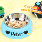 Personalised stainless steel pet water bowl with engraved name, non‑slip plastic base — engraved dog bowl gift for pet lovers