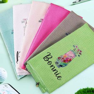 Personalized Golf Towel with Hanging Clip Golfing Clubs Golf Towel Gift for Golf Lovers