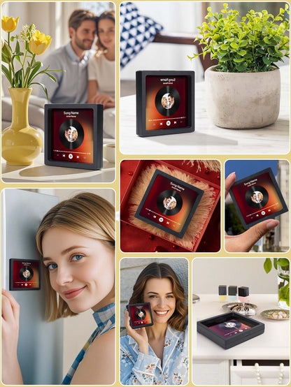 Back view of personalised vinyl record fridge magnet revealing strong magnetic backing and durable plastic construction ideal personalised gift