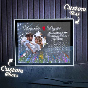 The Day I Found My Missing Piece Light Customize Photo and Calendar Custom Name Personalized Gift For Couple