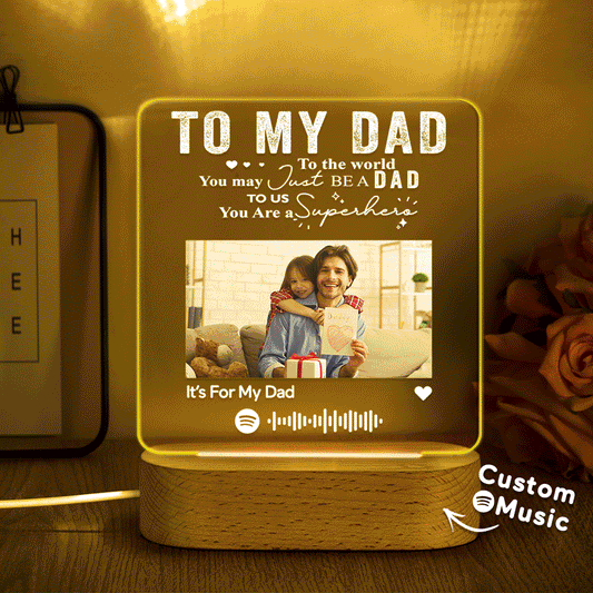 Personalised Spotify Music Plaque Night Light - Custom Photo & Song Code Gift