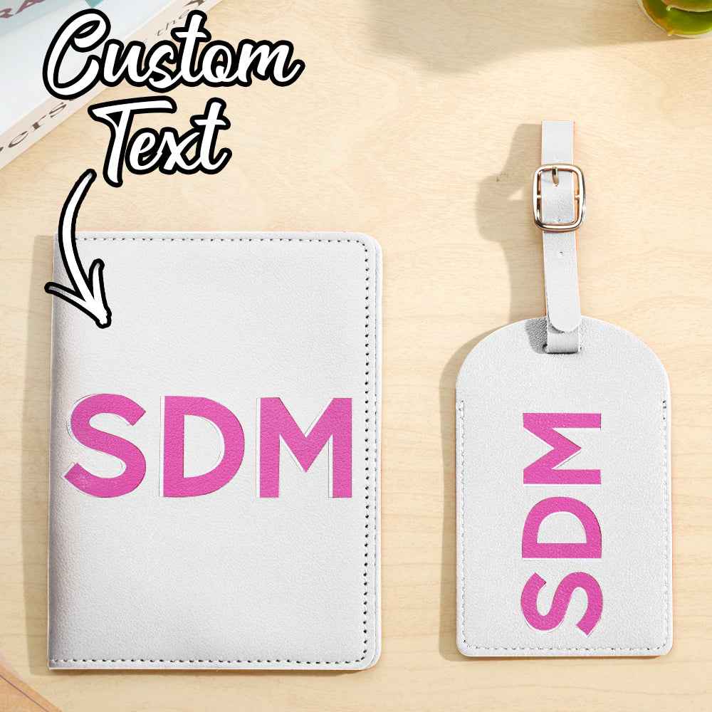 Personalized Shadow Monogram Passport Holder Luggage Tag Set Bridal Party Gift Travel Accessories