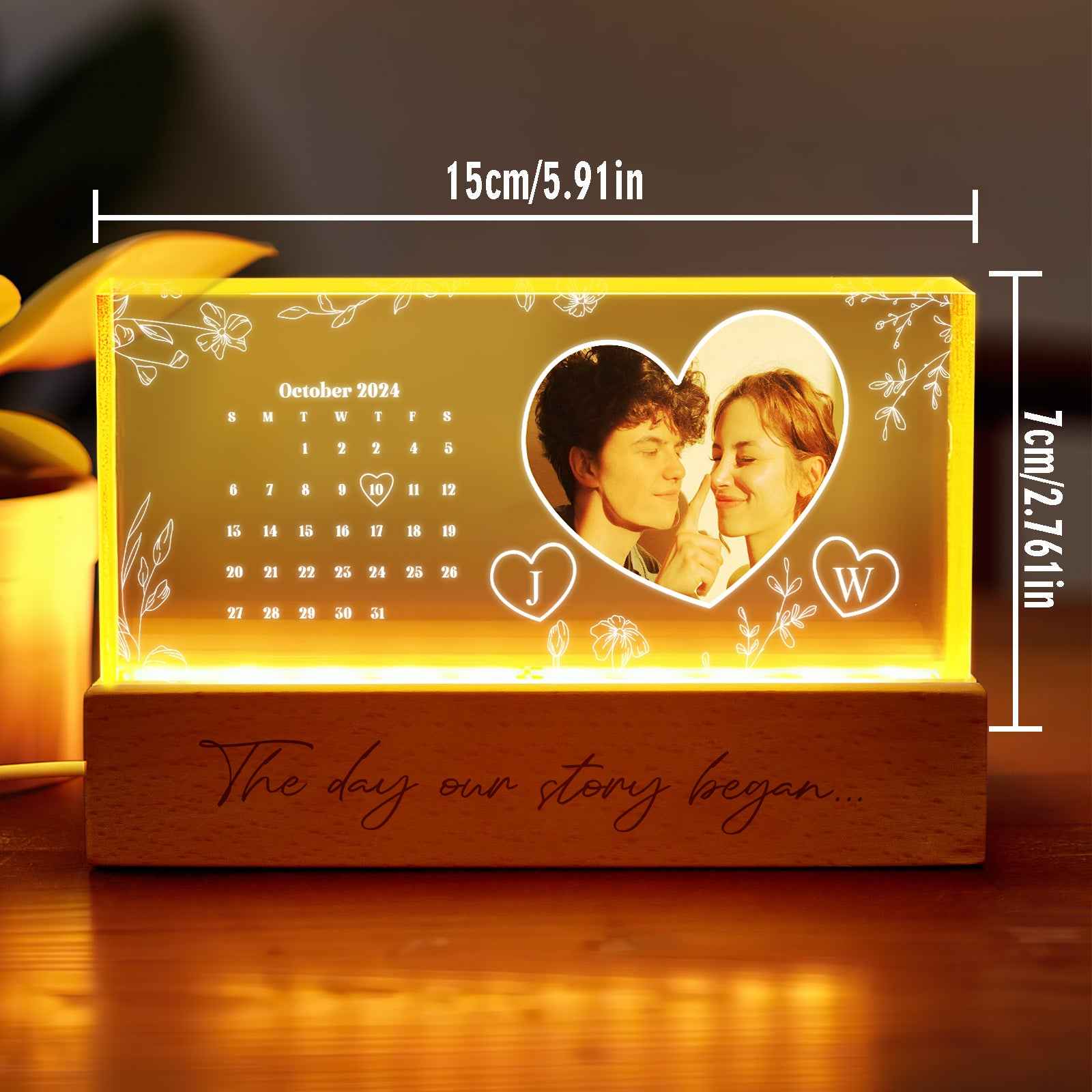 Personalized Calendar Night Light Custom Photo Light Gift for Lover
