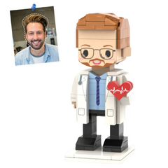 Personalised Head Custom Text Brick Figure with Heart | Doctor's Day & Career Gift