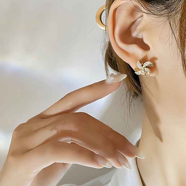 Rotating Small Windmill Stud Earrings
