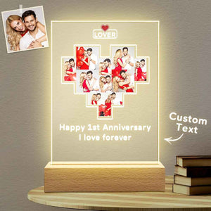 Father's Day Gift Custom Photo Plaque Personalized Glass Nightlight Gift