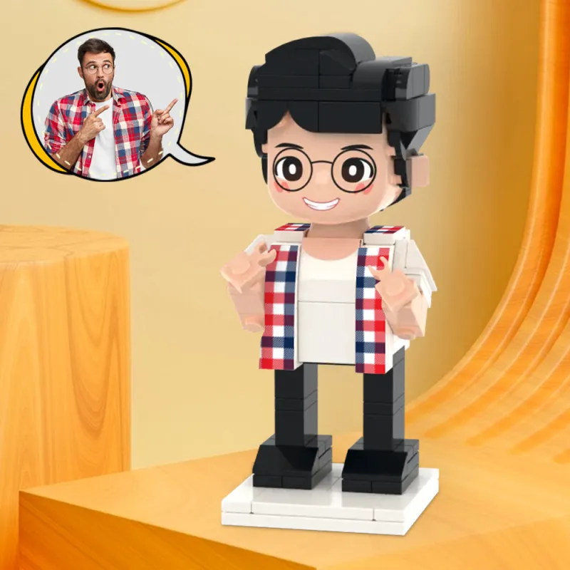 Personalised Full Body Duddu Brick Figure - Custom Father's Day & Birthday Gift for Him