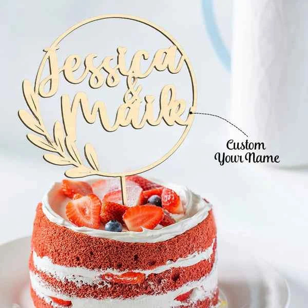 Custom Name Cake Topper Personalized Wooden Birthday Party Wedding Cake Decoration