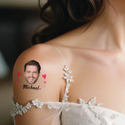 Personalised Waterproof Photo Tattoos with Name - Set of 15 | Wedding & Party Favours