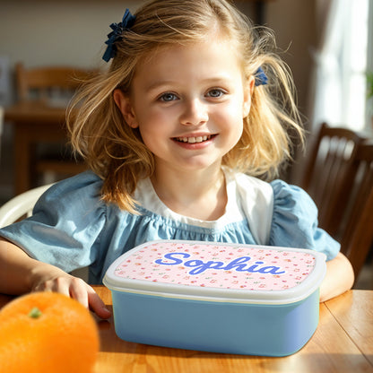 Interior/usage perspective highlighting practical storage and portioning in a personalised rabbit lunch box for school