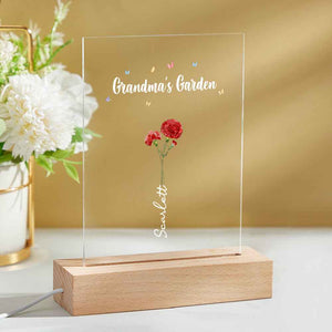 Personalized Night Light Grandma's Garden Birth Month Flower Gift