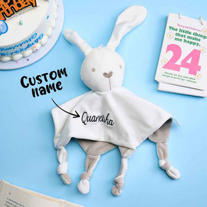 Personalized Soothe Towel Bibs Soft Sleeping Rabbit Elephant with Embroidered Name Gift for Baby