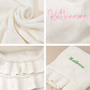 Personalized Baby Knitted Blanket Custom Baby Blanket with Embroidered Name Gift for Baby