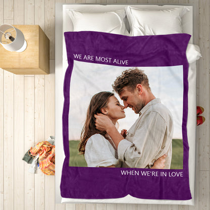 Personalised Fleece Photo Blanket With Custom Text - Soft Keepsake Throw