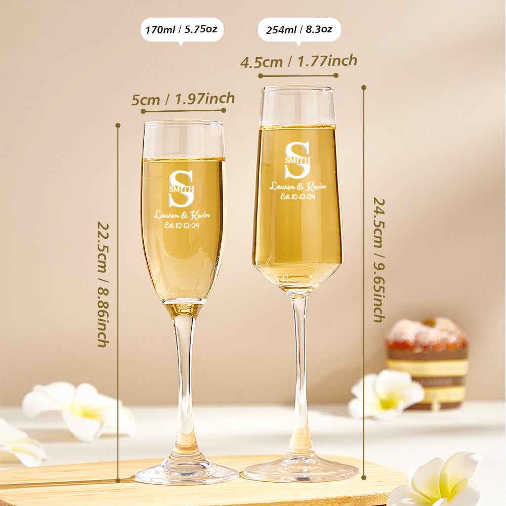 Personalized Bride and Groom Wedding Champagne Flutes Gift for Newlyweds