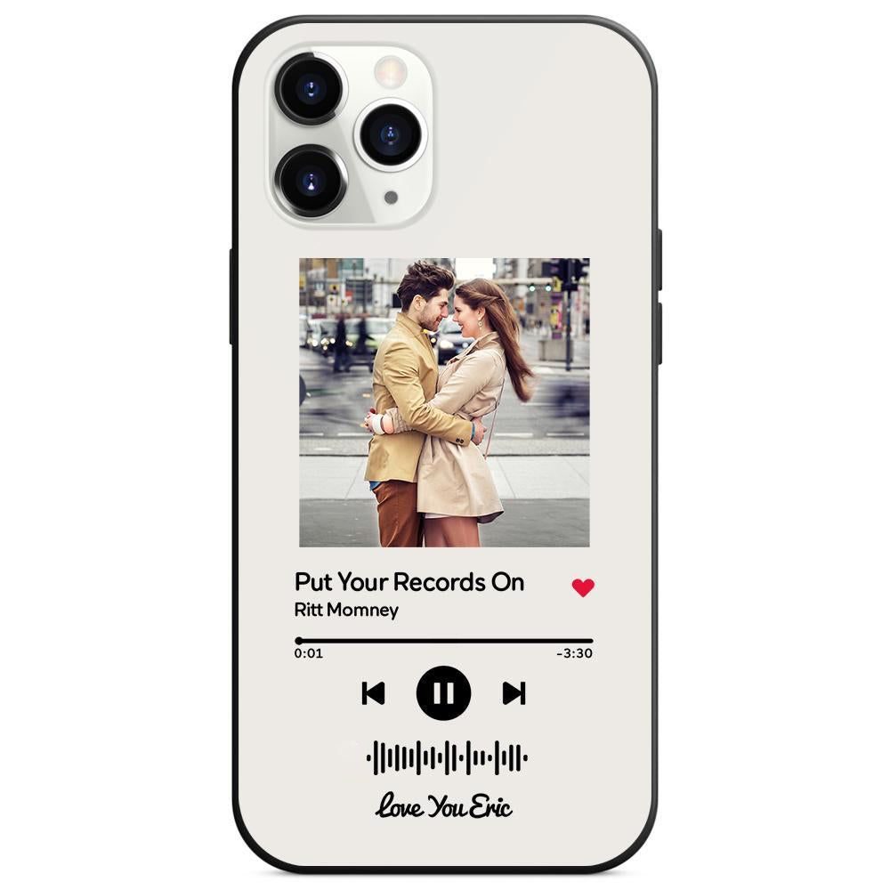 Custom Scannable Music Code Glass iPhone Case - Personalised Photo & Music