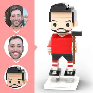Custom Head 1 Person Cute Brick Figure Ice Hockey Theme Birthday Gift Anniversary Gift for Puckster