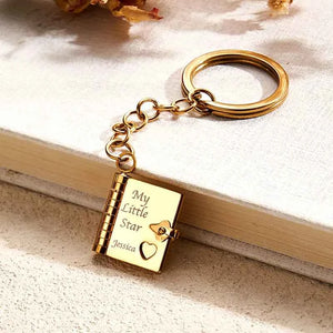 Personalized My Little Star Book Keychain – A Letter to My Daughter in a Locket Pendant with Message Inside Meaningful Gift