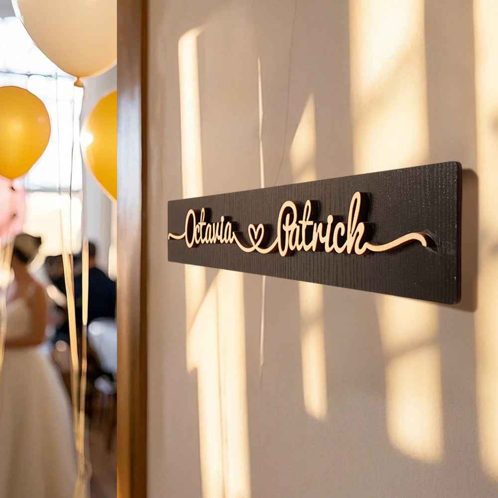 Personalized Wooden Love Sign Couple Names Plaque Rustic Home Decoration Wedding Gift for Couple