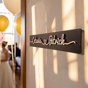 Personalized Wooden Love Sign Couple Names Plaque Rustic Home Decoration Wedding Gift for Couple