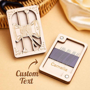 Personalized Wooden Needle Box Holder with Magnet Needle Storage Tool Gift for Craft Lovers
