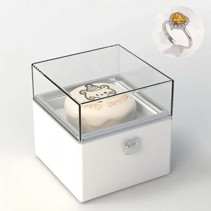 Bear Cake Ring Box - Rotating Adjustable Surprise Ring Gift for Her