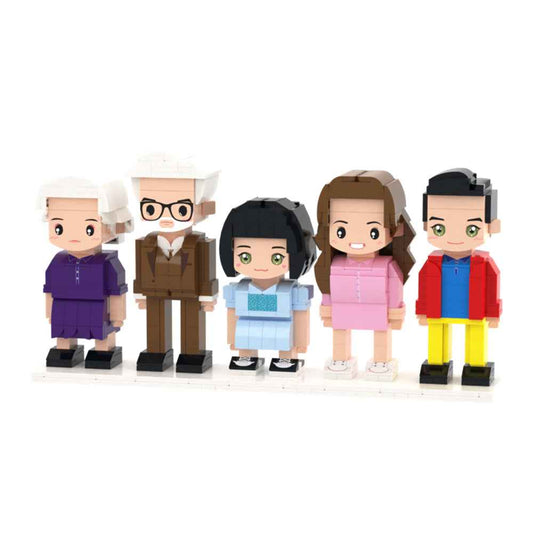 Custom Full-Body Cute Brick Figures of 5 People Personalized Anniversary Gift Birthday Gift
