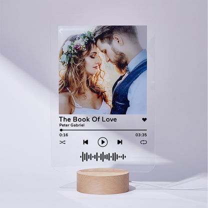 Custom Spotify Code Lamp - Personalised Acrylic Night Light with Wood Base