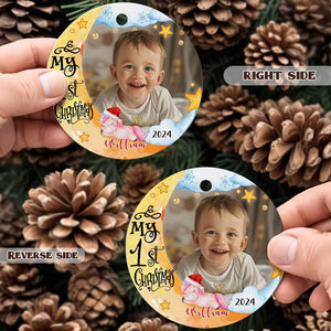 Personalized Baby's First Christmas Ornament with Photo Unicorn Christmas Ornament Gift for Kids