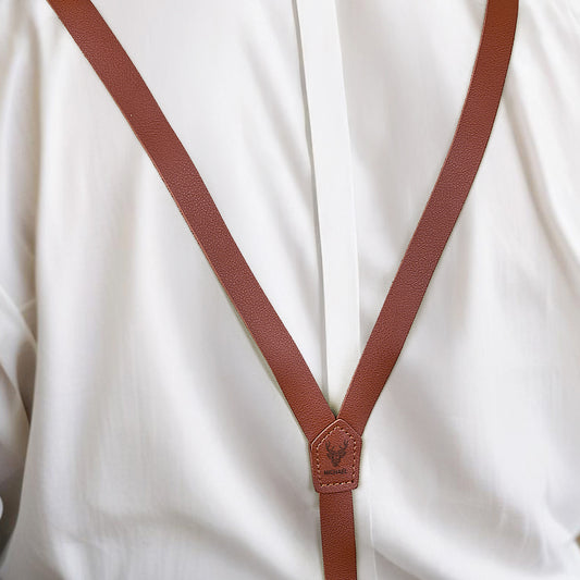Personalised men's suspenders in premium PU leather with engraved name — perfect groomsmen gifts and wedding accessories