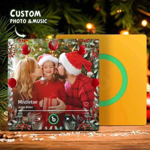 FridgeBeats Frameless Personalized Family Photo Music Fridge Magnet Christmas Gifts for Family Custom Music Magnets Can Play Songs