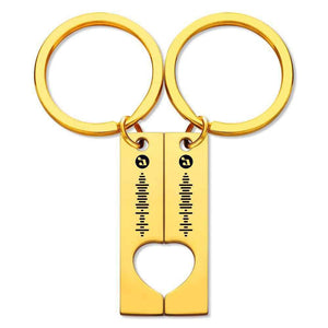 Best Gift For Friend 2 Personalized Music Code Keychain | Heart Cut Out Keychain