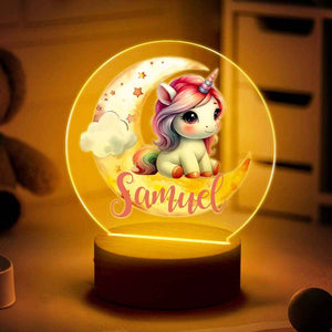 Personalized Unicorn Moon LED Night Light with Name Lamp Decor Birthday Gift for Girls