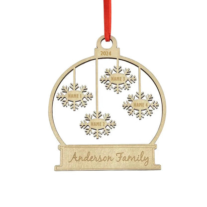 Personalised Wooden Family Christmas Ornament - Custom Engraved Name Bauble