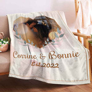 Custom Heart Shaped Photo Blanket Personalized Couple Blanket