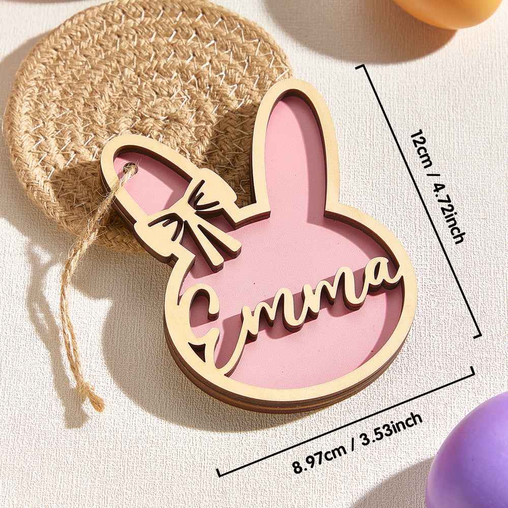 Personalized Rabbit Ornaments with Name Wooden Bunny Ornament Easter Gift for Kids