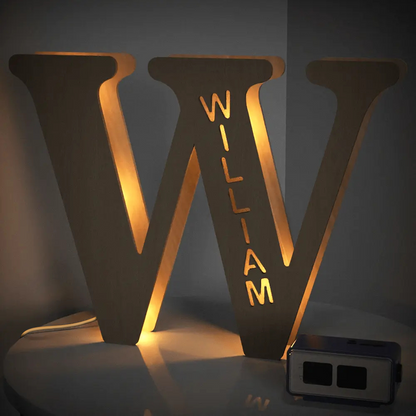 Personalised Wooden Letter Lamp - Custom Name Night Light 19CM - Unique Gift