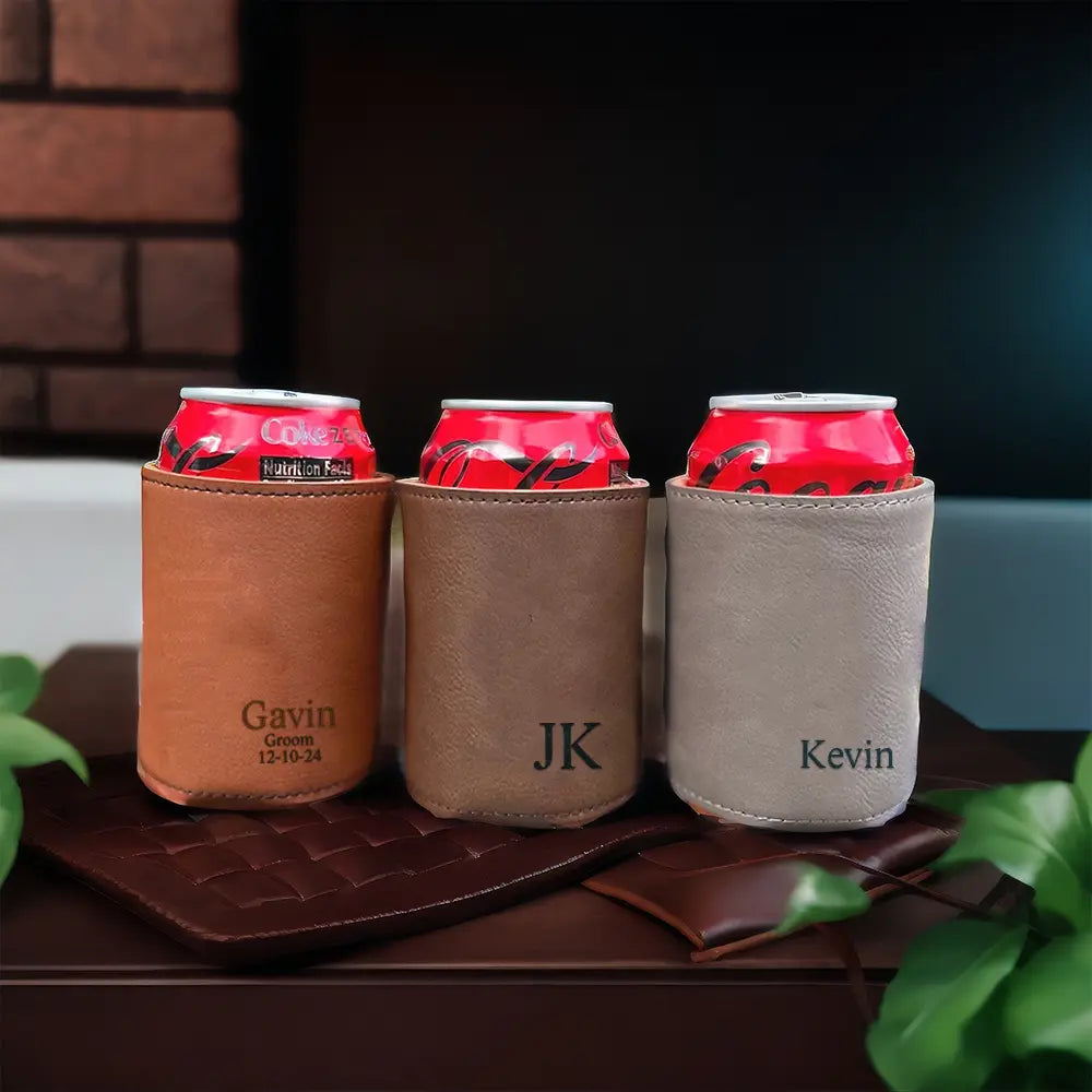 Personalised Engraved Can Cooler Holder | Unique Groomsmen Gift