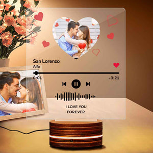 Custom Album Cover Glass Acrylic Music Plaque Night Light 7 Colors Changing