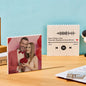 Custom personalised building brick puzzle shown disassembled to highlight tactile pieces
