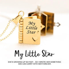 Personalised My Little Star Book Necklace - Engraved Message Locket for Daughter