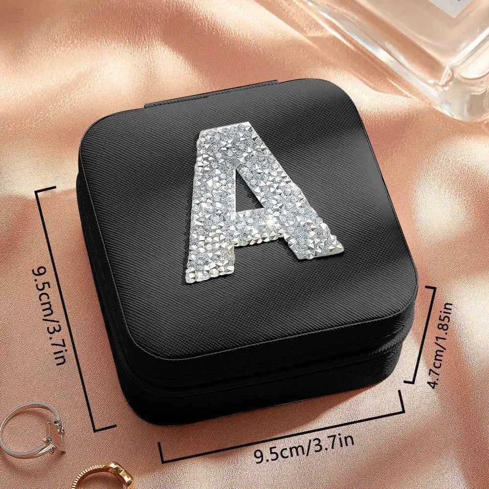 Personalized Jewelry Box with Glitter Letter Bridesmaid Gift for Her