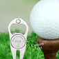 Custom golf ball marker magnetically attached to a cap to demonstrate compact personalised golf accessory and clubhouse bottle opener function