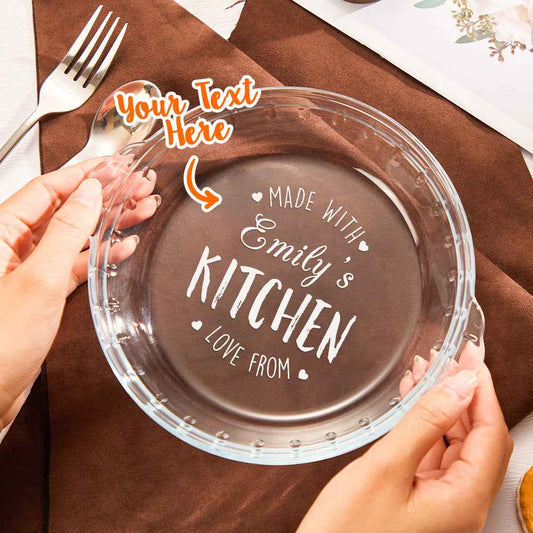 Custom Name Transparent Pie Plate Round Glass Pie Tableware