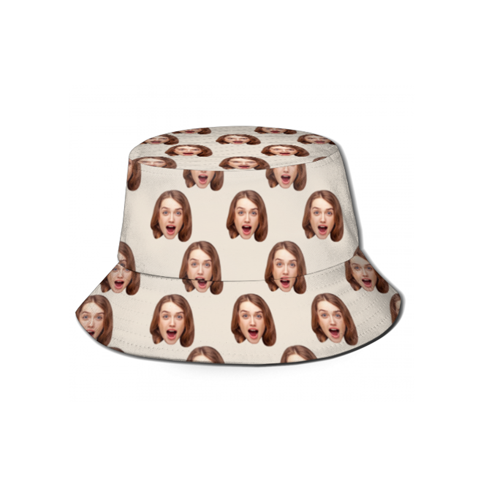 Foldable Custom Face Bucket Hat packed flat to demonstrate travel-friendly soft breathable fabric and durable heat transfer print